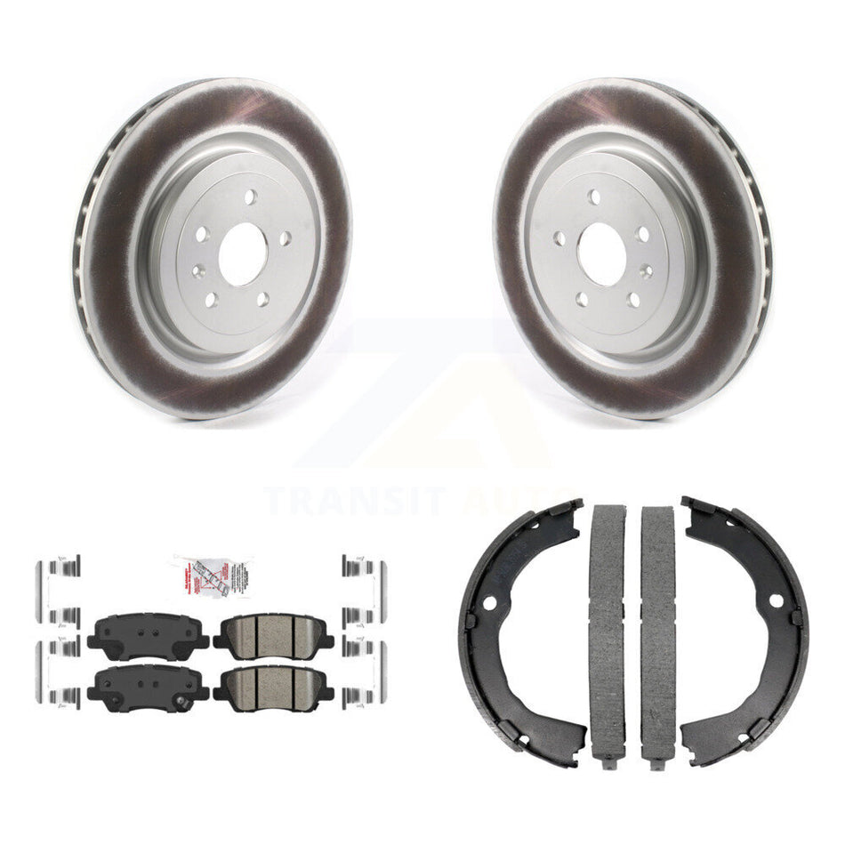 Rear Disc Coated Rotors Ceramic Pads & Parking Shoes Kit For Cadillac CTS Coupe with 6.2L KGA-106538