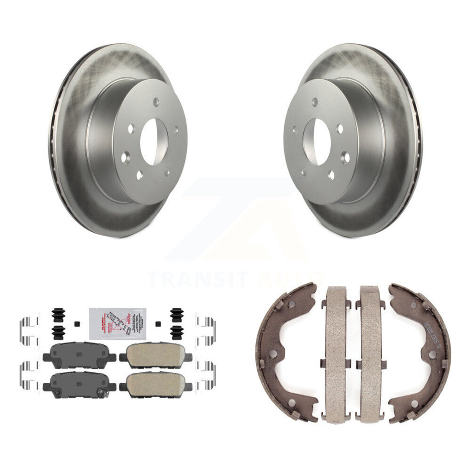 Rear Disc Coated Rotors Ceramic Pads Parking Brake Shoes Kit For INFINITI G35 Nissan 350Z KGA-106550