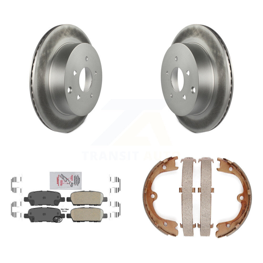 Rear Disc Coated Rotors Ceramic Pads And Parking Shoes Kit For INFINITI FX35 Nissan Quest KGA-106553