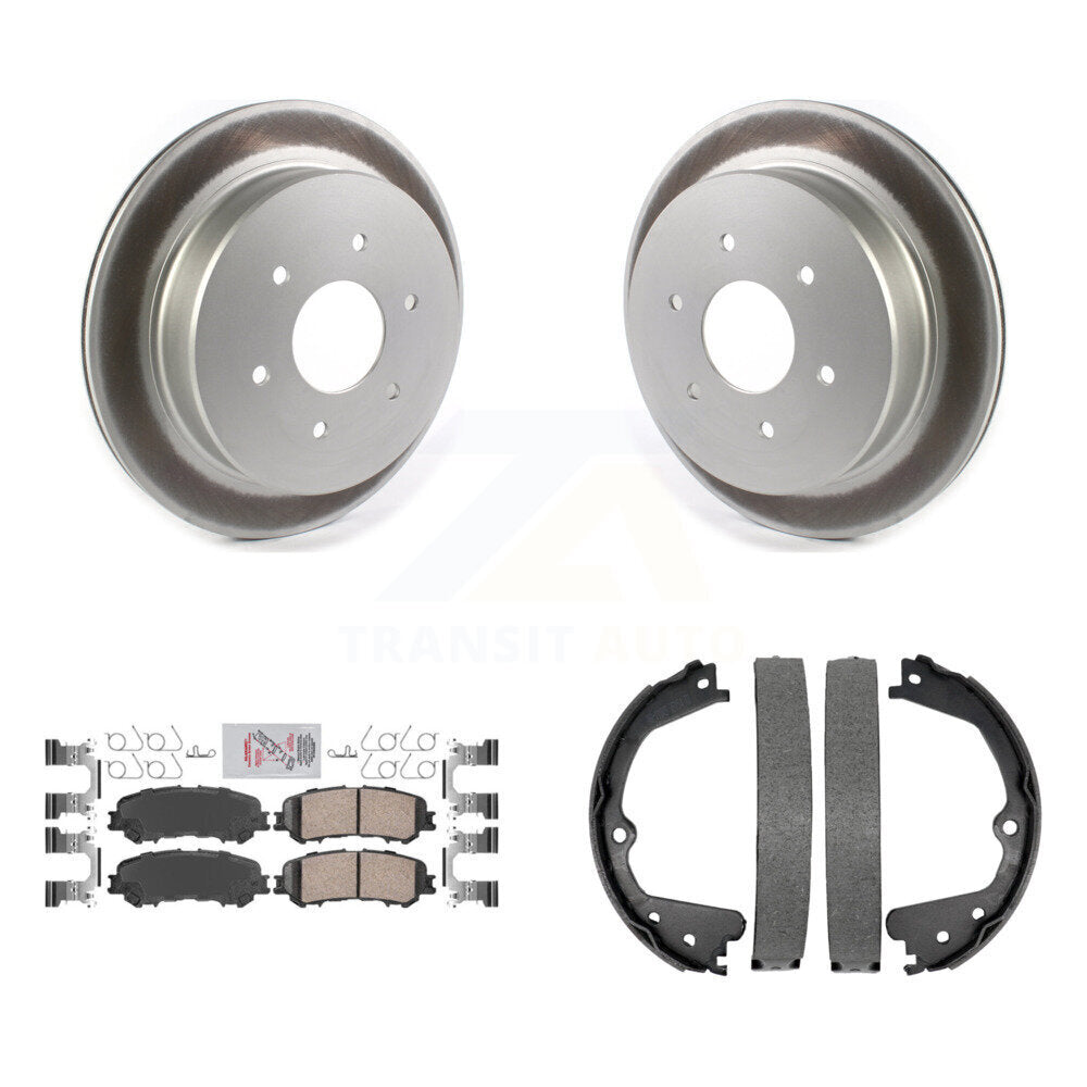 Rear Disc Coated Rotors Ceramic Pads & Parking Brake Shoes Kit For 2017-2023 Nissan TITAN KGA-106559