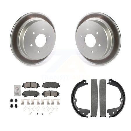 Rear Disc Coated Rotors Ceramic Pads & Parking Brake Shoes Kit For 2017-2023 Nissan TITAN KGA-106560