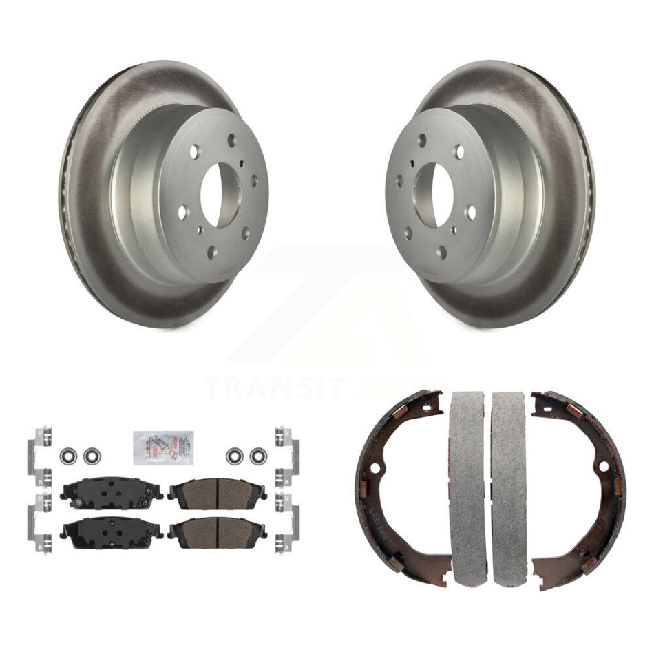 Rear Disc Coated Rotors Semi-Metallic Pads Parking Shoes Kit For GMC Chevrolet Sierra LD KGA-106561