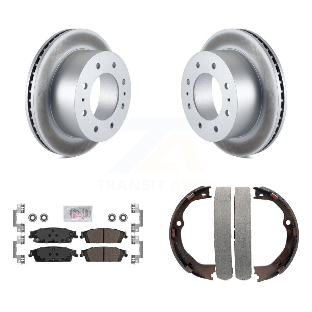 Rear Disc Coated Rotors Semi-Metallic Pads Parking Brake Shoes Kit For Chevrolet Suburban KGA-106564