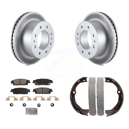 Rear Disc Coated Rotors Ceramic Pads And Parking Brake Shoes Kit For Chevrolet Suburban KGA-106565