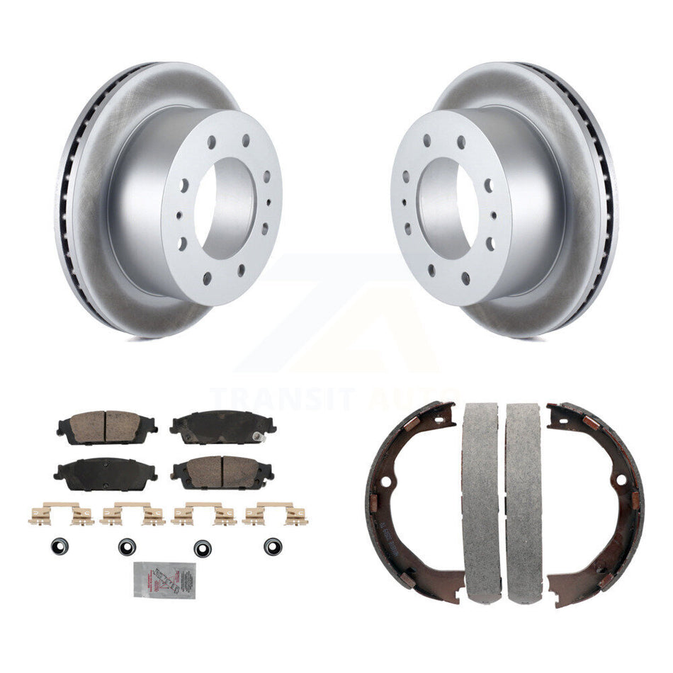 Rear Disc Coated Rotors Ceramic Pads And Parking Brake Shoes Kit For Chevrolet Suburban KGA-106565