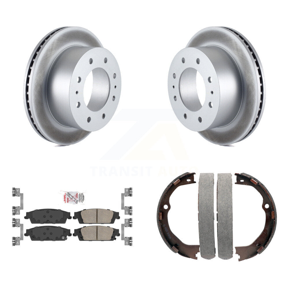 Rear Disc Coated Rotors Ceramic Pads And Parking Brake Shoes Kit For Chevrolet Suburban KGA-106566