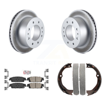 Rear Disc Coated Rotors Ceramic Pads And Parking Brake Shoes Kit For Chevrolet Suburban KGA-106566
