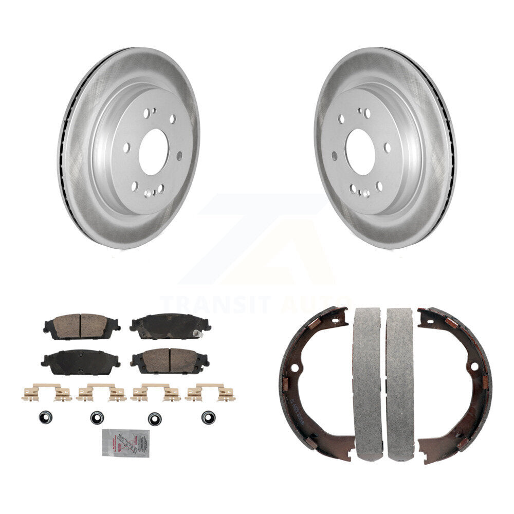 Rear Disc Coated Rotors Ceramic Pads & Parking Shoes Kit For Chevrolet Silverado 1500 LD KGA-106568