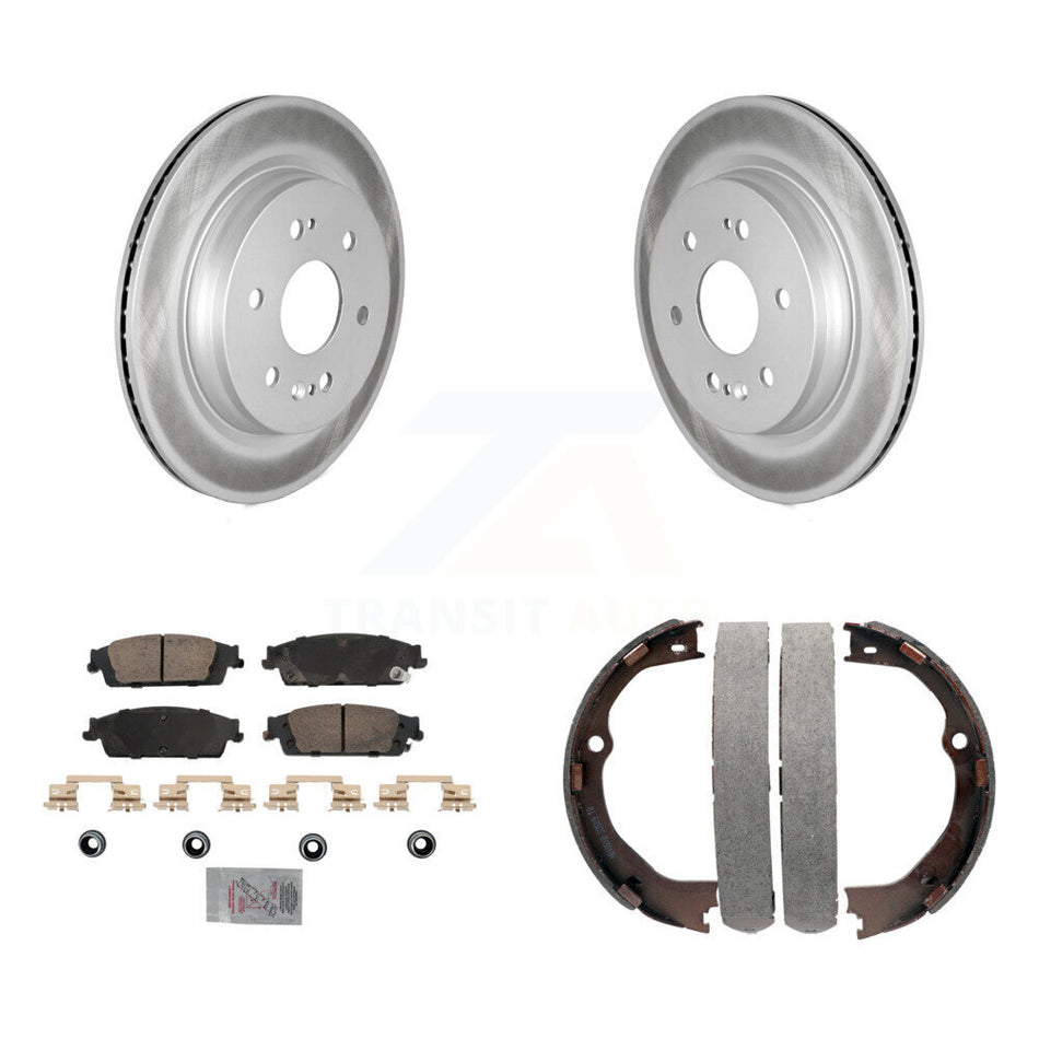 Rear Disc Coated Rotors Ceramic Pads & Parking Shoes Kit For Chevrolet Silverado 1500 LD KGA-106568