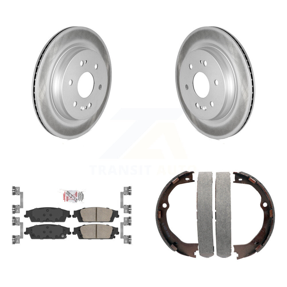 Rear Disc Coated Rotors Ceramic Pads & Parking Shoes Kit For Chevrolet Silverado 1500 LD KGA-106569