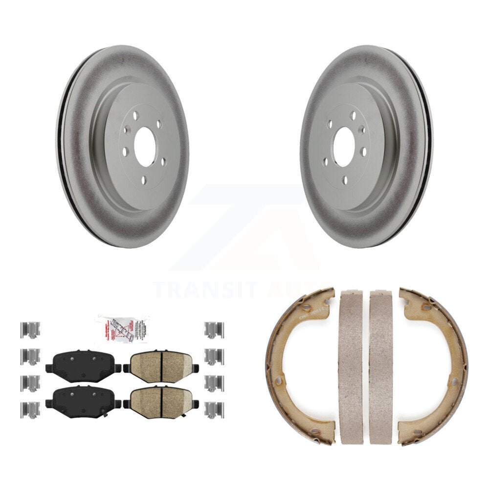 Rear Disc Coated Rotors Ceramic Pads And Parking Brake Shoes Kit For Lincoln MKT KGA-106570
