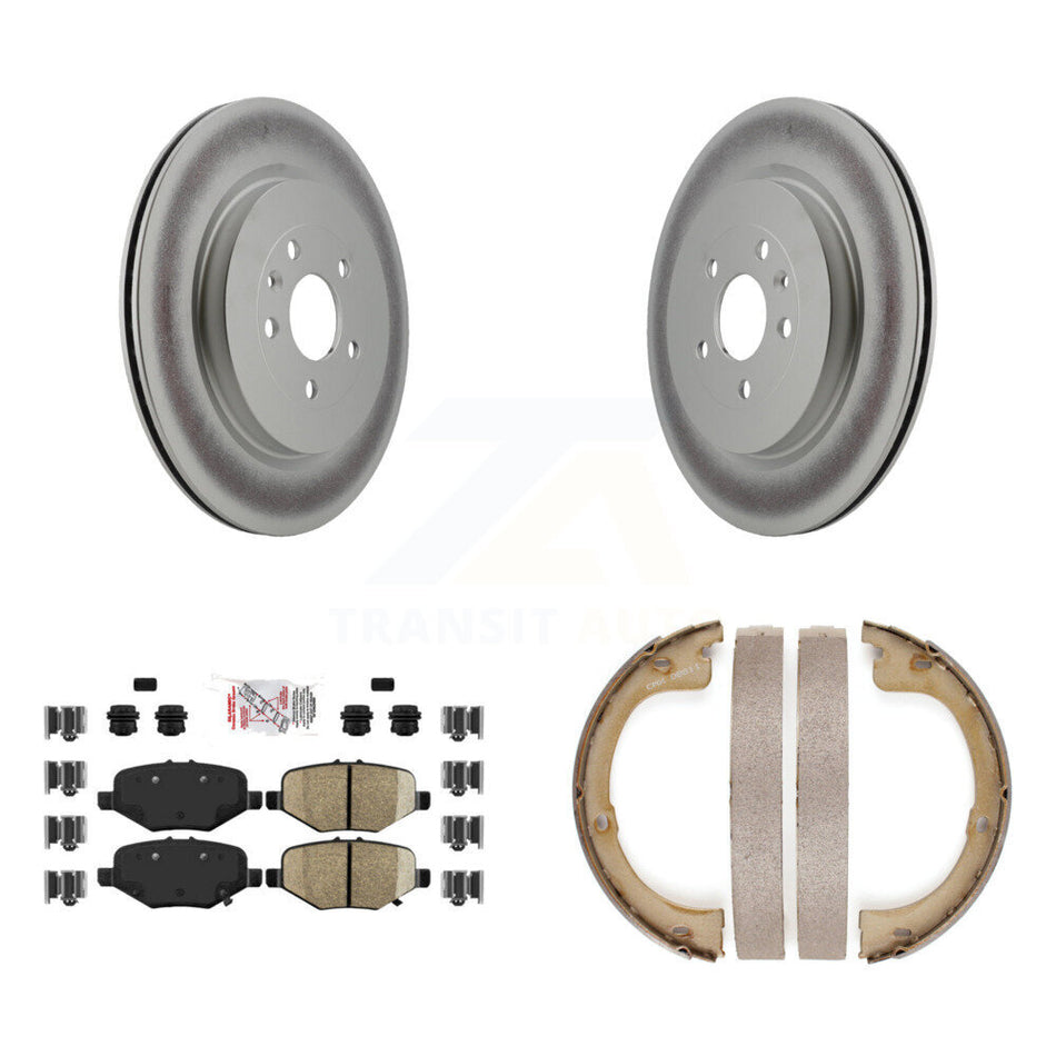 Rear Disc Coated Rotors Semi-Metallic Pads And Parking Brake Shoes Kit For Lincoln MKT KGA-106572
