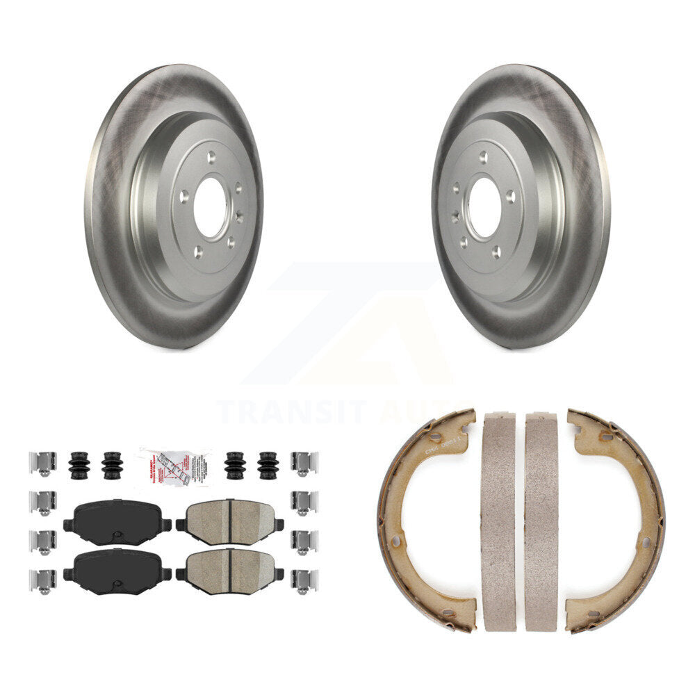 Rear Disc Coated Rotors Ceramic Pads And Parking Brake Shoes Kit For Lincoln MKT KGA-106574
