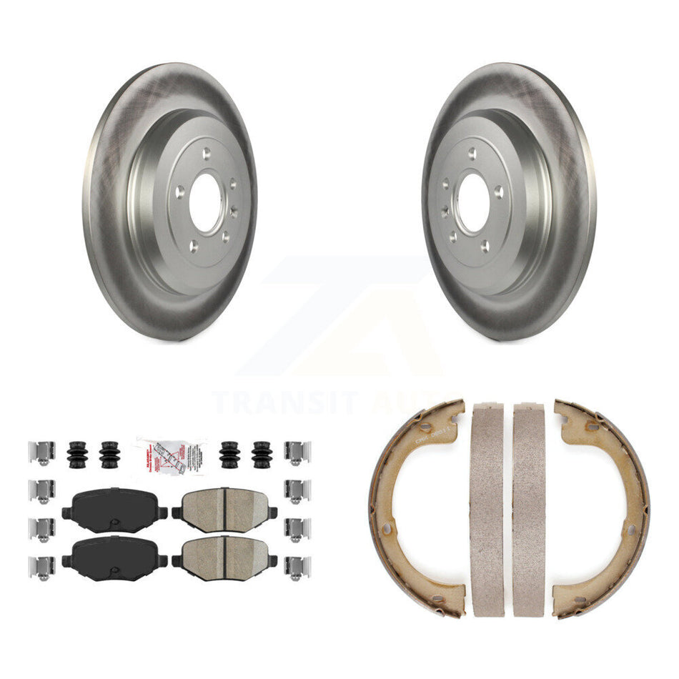 Rear Disc Coated Rotors Ceramic Pads And Parking Brake Shoes Kit For Lincoln MKT KGA-106574