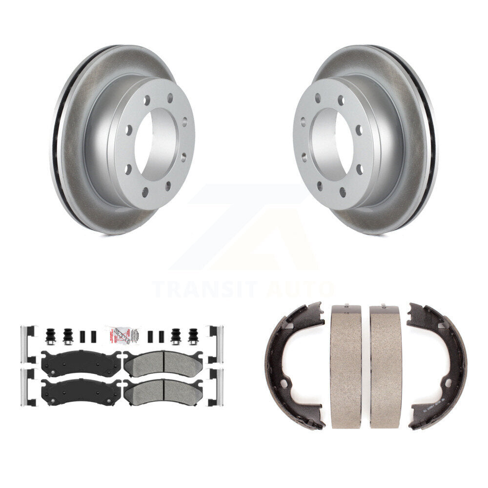 Rear Disc Coated Rotors Semi-Metallic Pads Parking Shoes Kit For GMC Chevrolet Silverado KGA-106578
