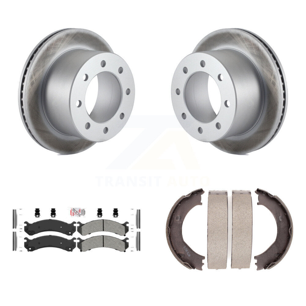 Rear Disc Coated Rotors Semi-Metallic Pads Parking Shoes Kit For Chevrolet GMC Silverado KGA-106581