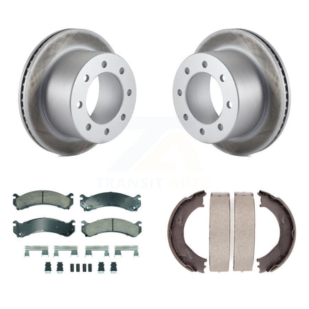 Rear Disc Coated Rotors Ceramic Pads & Parking Shoes Kit For Chevrolet GMC Silverado 3500 KGA-106583