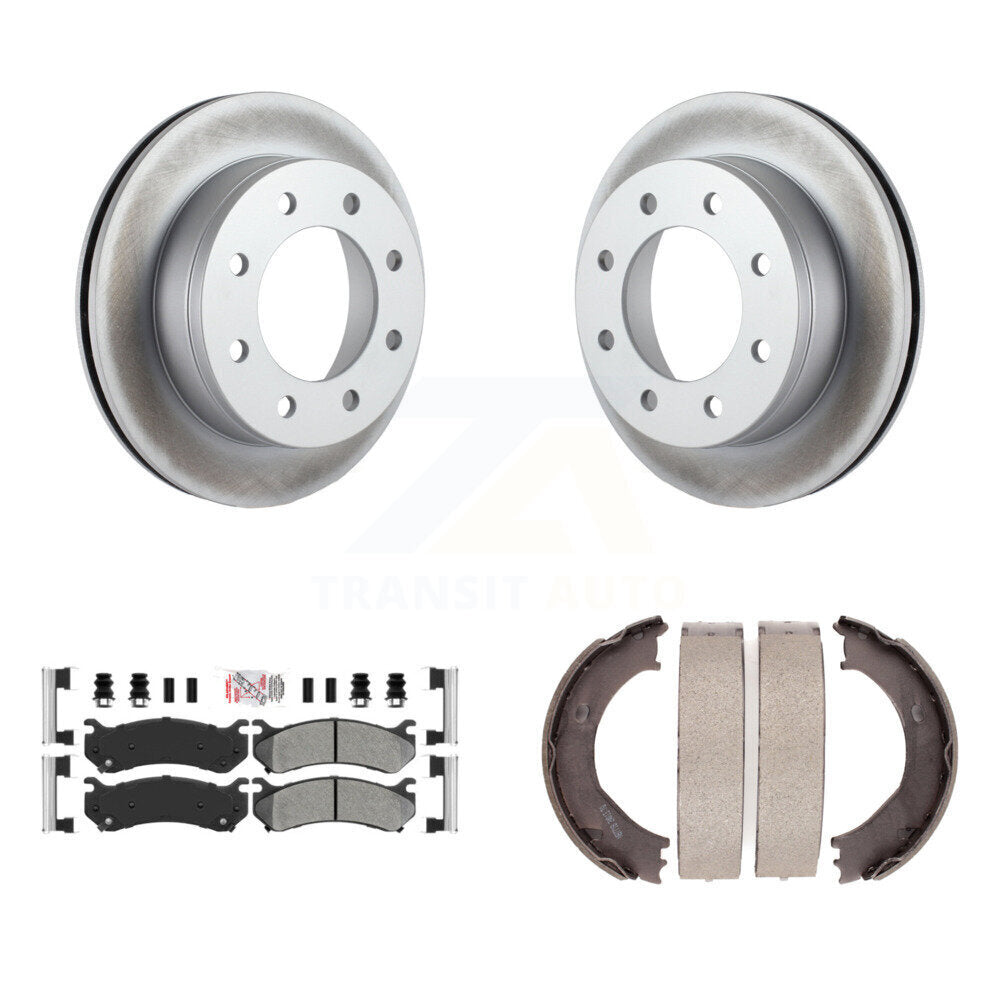 Rear Disc Coated Rotors Semi-Metallic Pads Parking Shoes Kit For Chevrolet Silverado 2500 KGA-106587