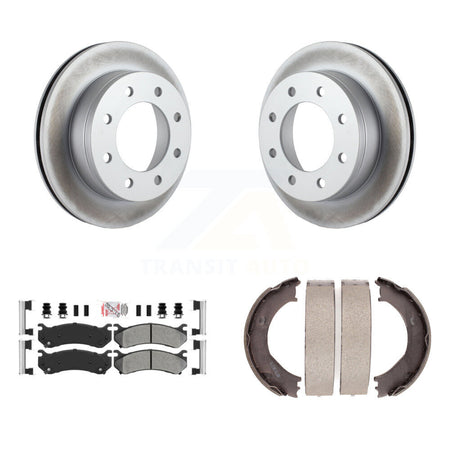 Rear Disc Coated Rotors Semi-Metallic Pads Parking Shoes Kit For Chevrolet Silverado 2500 KGA-106587