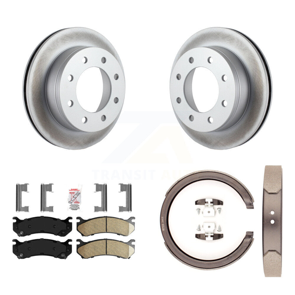 Rear Disc Coated Rotors Ceramic Pads & Parking Shoes Kit For GMC Chevrolet Silverado 1500 KGA-106589