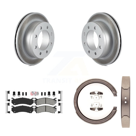 Rear Disc Coated Rotors Semi-Metallic Pads Parking Shoes Kit For GMC Sierra 2500 Yukon XL KGA-106590