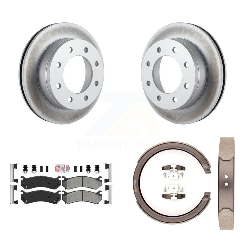 Rear Disc Coated Rotors Semi-Metallic Pads Parking Shoes Kit For GMC Chevrolet Silverado KGA-106591