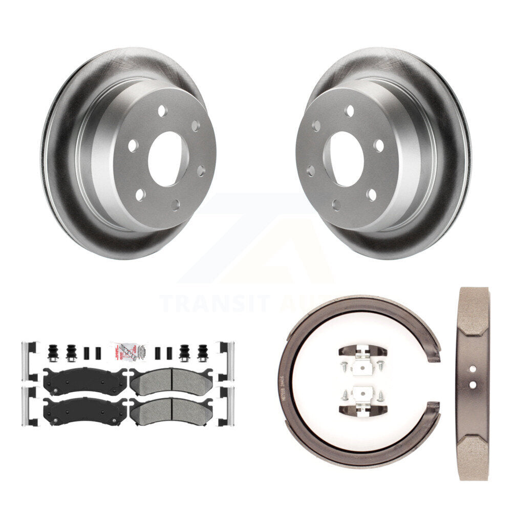 Rear Disc Coated Rotors Semi-Metallic Pads Parking Shoes Kit For Chevrolet Suburban 2500 KGA-106595