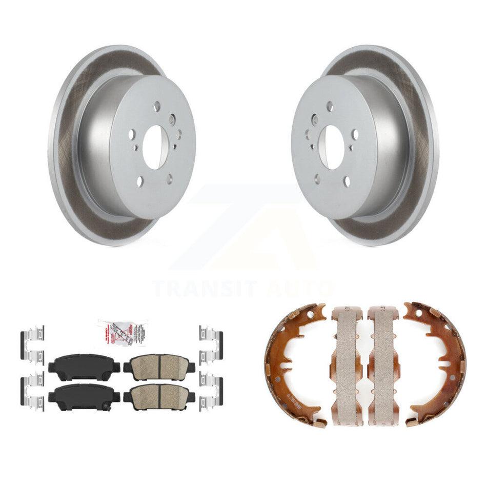 Rear Disc Coated Rotors Ceramic Pads Parking Brake Shoes Kit For 2004-2010 Toyota Sienna KGA-106600