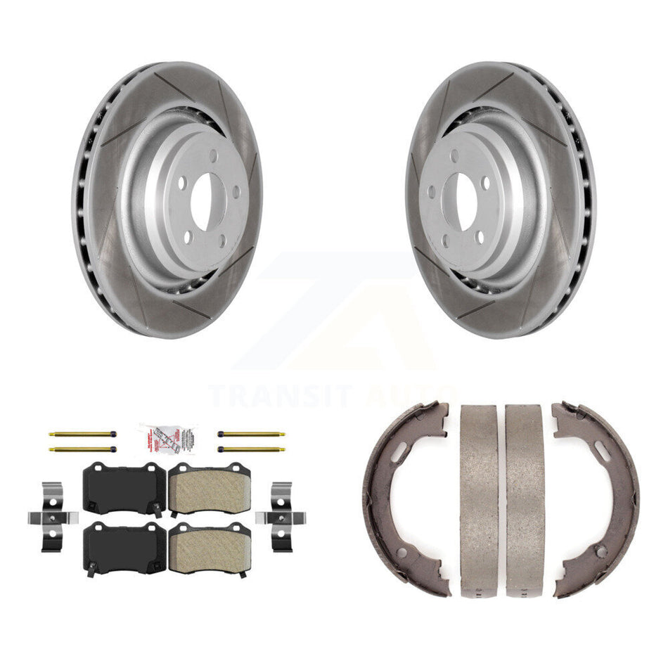 Rear Disc Coated Rotors Semi-Metallic Pads & Parking Shoes Kit For Dodge Charger Chrysler KGA-106603