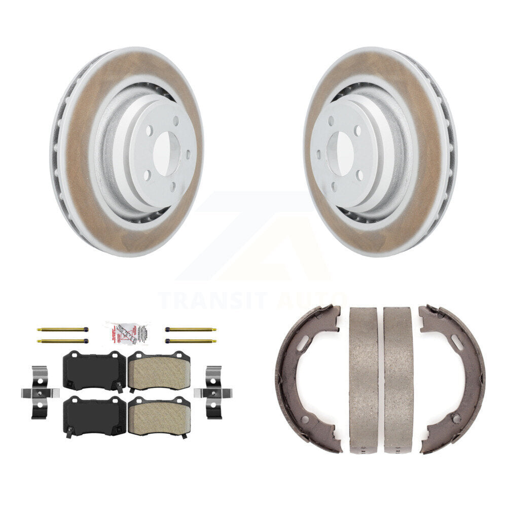 Rear Disc Coated Rotors Semi-Metallic Pads & Parking Shoes Kit For Dodge Charger Chrysler KGA-106604