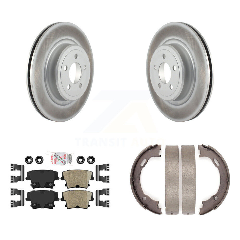 Rear Disc Coated Rotors Ceramic Pads And Parking Brake Shoes Kit For Dodge Charger Magnum KGA-106605