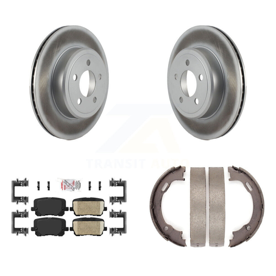 Rear Disc Coated Rotors Ceramic Pads And Parking Brake Shoes Kit For Dodge Charger KGA-106607