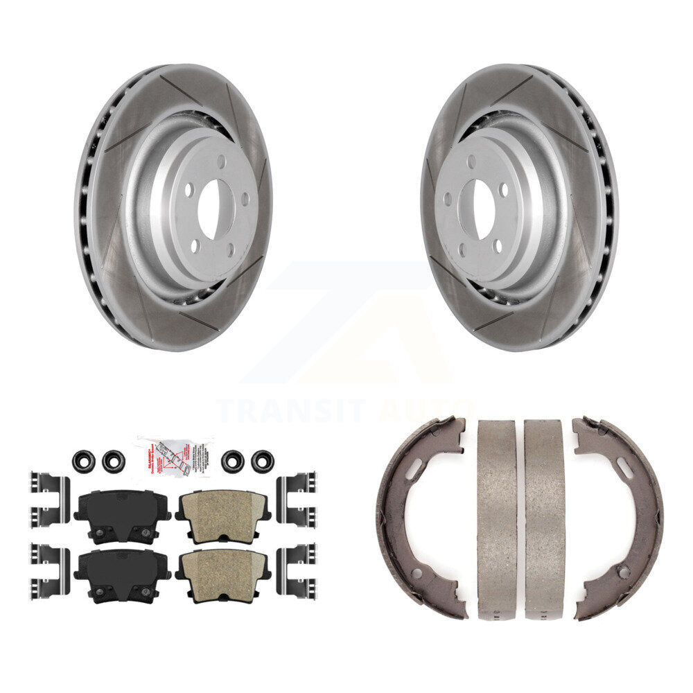 Rear Disc Coated Rotors Ceramic Pads And Parking Brake Shoes Kit For Dodge Charger KGA-106610