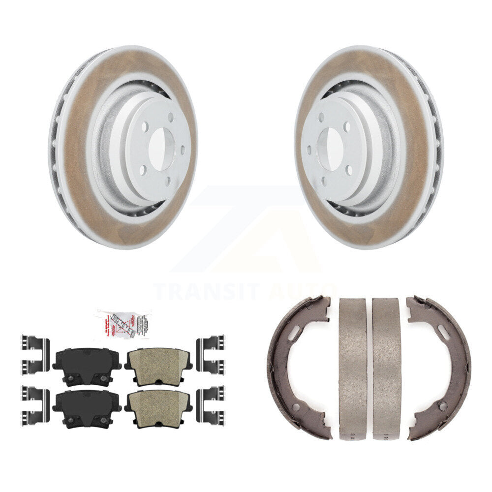 Rear Disc Coated Rotors Ceramic Pads And Parking Brake Shoes Kit For Dodge Charger KGA-106613