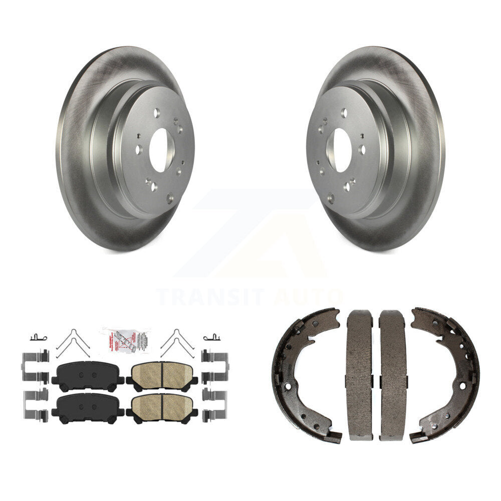 Rear Disc Coated Rotors Ceramic Pads Parking Brake Shoes Kit For 2011-2017 Honda Odyssey KGA-106624