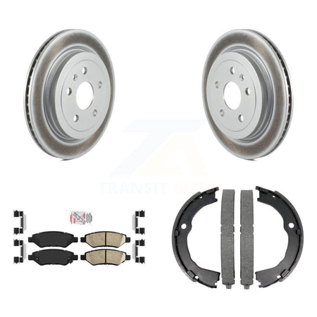 Rear Disc Coated Rotors Ceramic Pads Parking Shoes Kit For Chevrolet Camaro Cadillac CTS KGA-106628