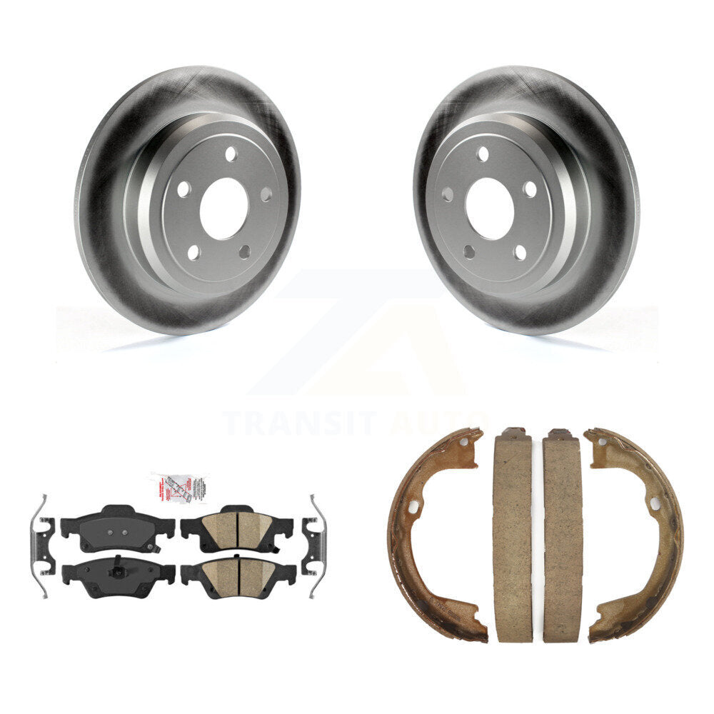 Rear Disc Coated Rotors Ceramic Pads Parking Brake Shoes Kit For Dodge Durango Jeep Grand KGA-106632
