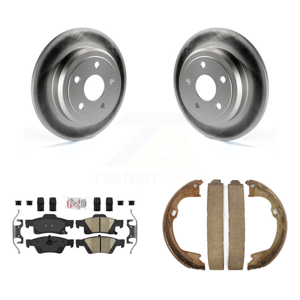 Rear Disc Coated Rotors Ceramic Pads Parking Brake Shoes Kit For Dodge Durango Jeep Grand KGA-106634