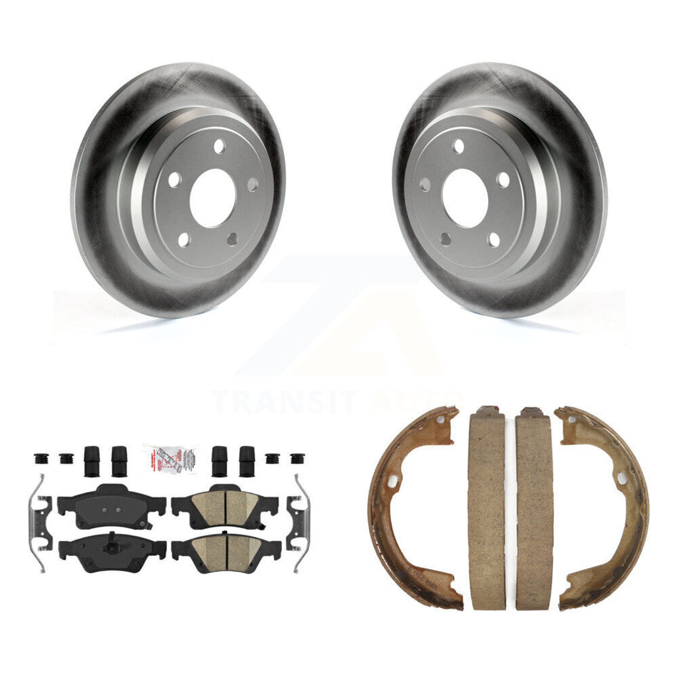 Rear Disc Coated Rotors Ceramic Pads Parking Brake Shoes Kit For Dodge Durango Jeep Grand KGA-106634