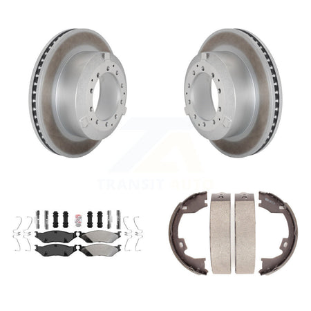 Rear Disc Coated Rotors Semi-Metallic Pads Parking Shoes Kit For Ford F-450 Super Duty IC KGA-106643