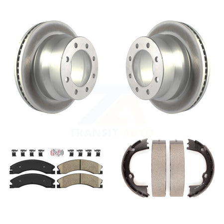 Rear Disc Coated Rotors Ceramic Pads And Parking Brake Shoes Kit For GMC Savana 3500 KGA-106648