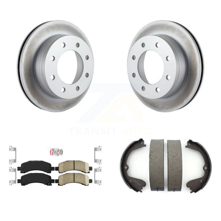 Rear Disc Coated Rotors Ceramic Pads Parking Shoes Kit For 12 GMC Savana 3500 Cutaway Van KGA-106649
