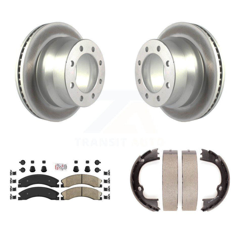 Rear Disc Coated Rotors Ceramic Pads And Parking Brake Shoes Kit For GMC Savana 3500 KGA-106651