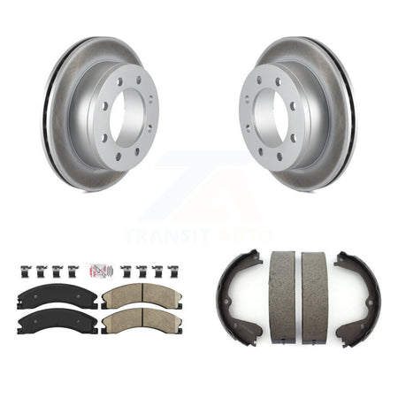 Rear Disc Coated Rotors Ceramic Pads & Parking Brake Shoes Kit For Chevrolet Express 4500 KGA-106653