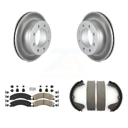Rear Disc Coated Rotors Ceramic Pads & Parking Brake Shoes Kit For Chevrolet Express 4500 KGA-106654