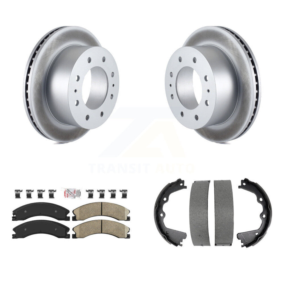 Rear Disc Coated Rotors Ceramic Pads & Parking Shoes Kit For GMC Sierra 2500 HD Chevrolet KGA-106656