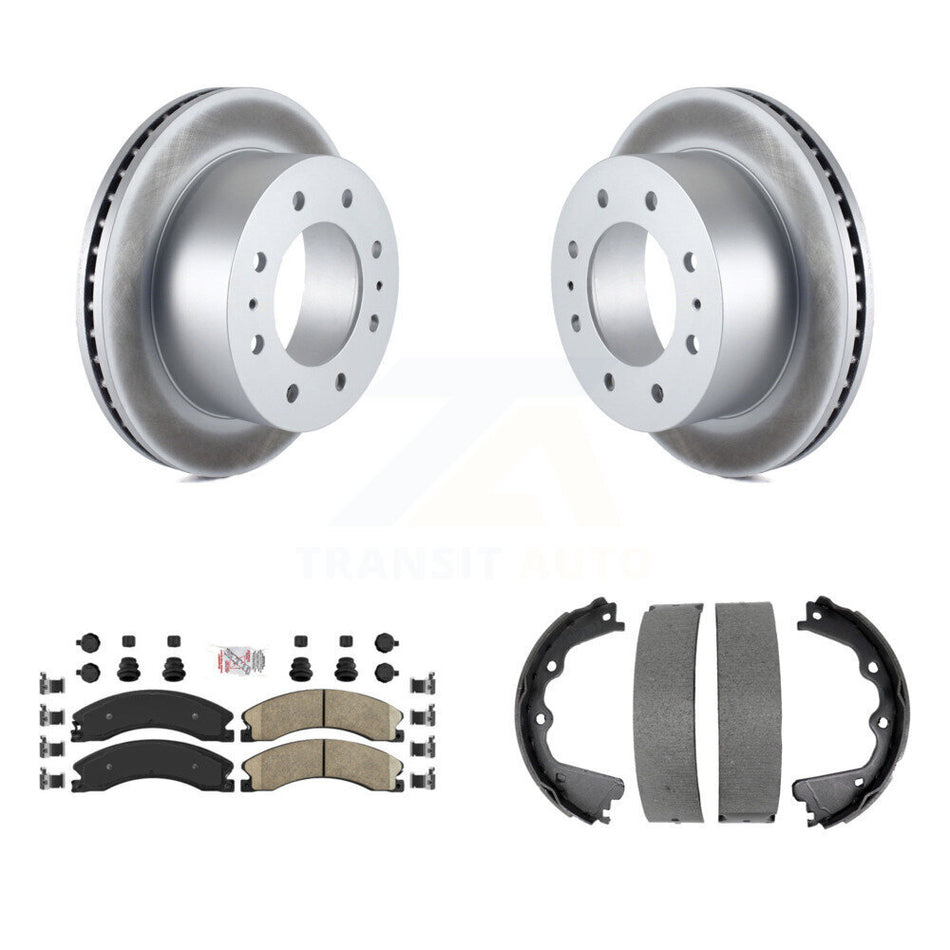 Rear Disc Coated Rotors Ceramic Pads & Parking Shoes Kit For GMC Sierra 2500 HD Chevrolet KGA-106658