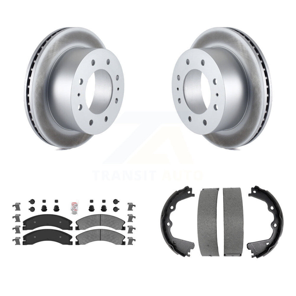 Rear Disc Coated Rotors Semi-Metallic Pads Parking Shoes Kit For GMC Sierra 2500 HD 3500 KGA-106660