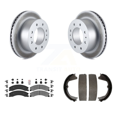 Rear Disc Coated Rotors Semi-Metallic Pads Parking Shoes Kit For Chevrolet Silverado 2500 KGA-106661