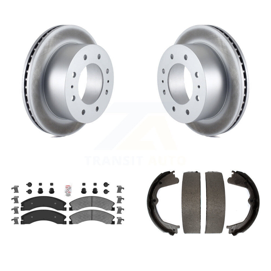 Rear Disc Coated Rotors Semi-Metallic Pads Parking Shoes Kit For Chevrolet Silverado 2500 KGA-106661